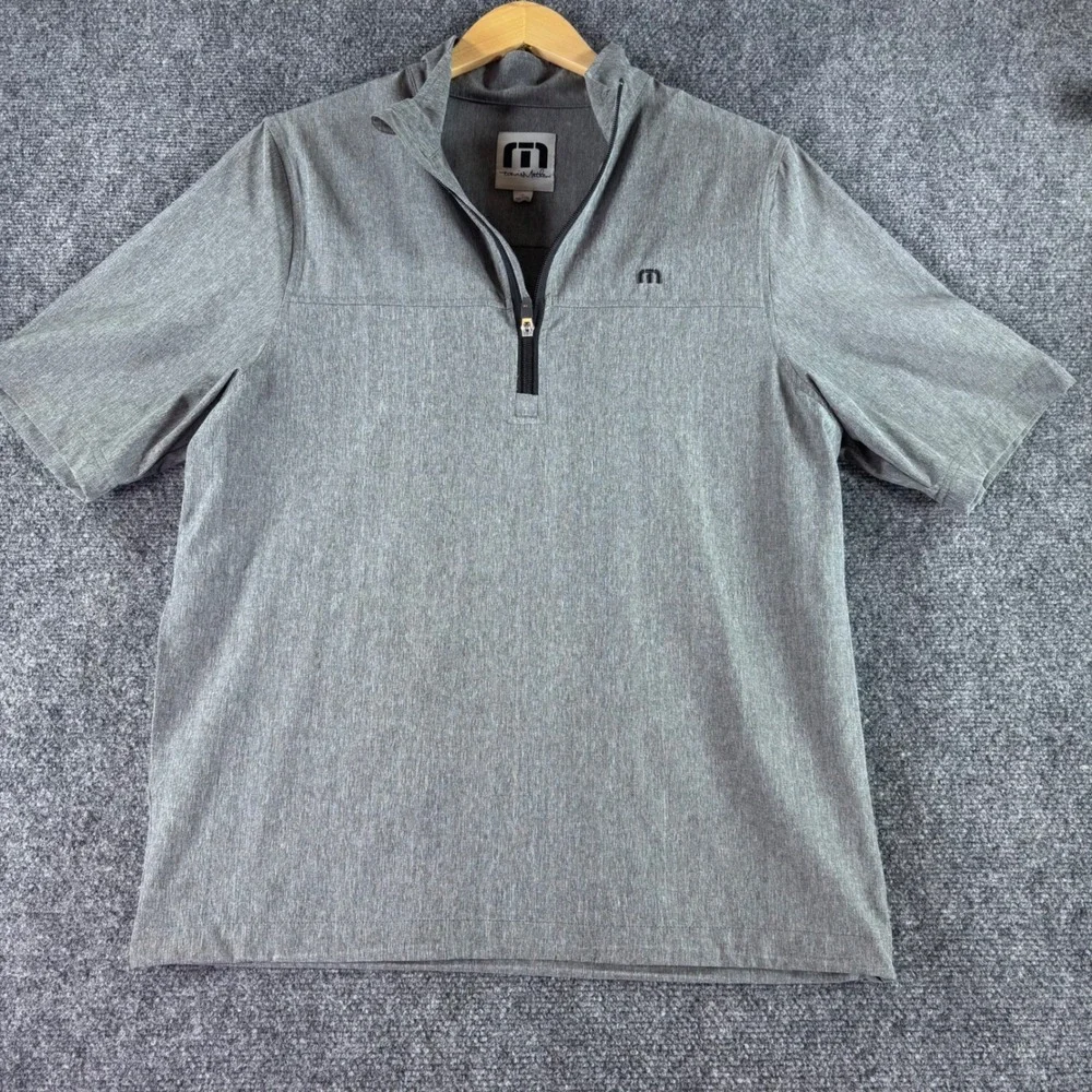 TravisMathew 1/4 Zip Pullover Mens Medium Grey Short Sleeve Golf Athletic Jacket